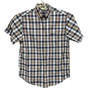 Chaps x Ralph Lauren Button Up Shirt Mens Size M Blue Yellow Red Plaid Cotton